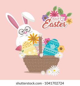cute rabbit happy easter card