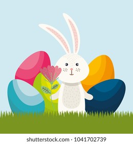 cute rabbit happy easter card