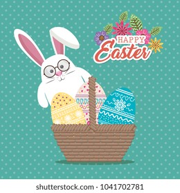 cute rabbit happy easter card