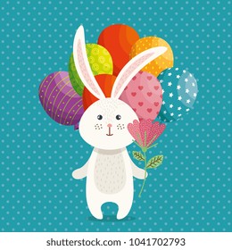 cute rabbit happy easter card