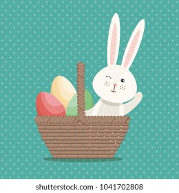 cute rabbit happy easter card