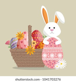 cute rabbit happy easter card