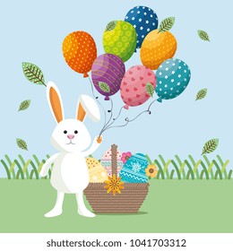 cute rabbit happy easter card