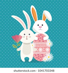 cute rabbit happy easter card