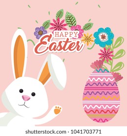 cute rabbit happy easter card
