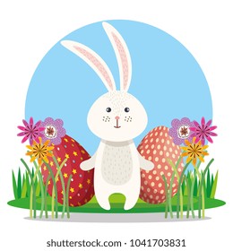 cute rabbit happy easter card