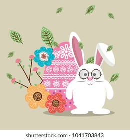 cute rabbit happy easter card