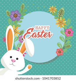 cute rabbit happy easter card