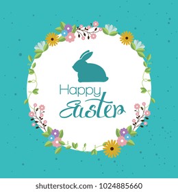 cute rabbit happy easter celebration