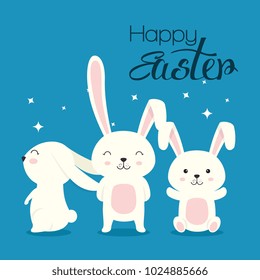 cute rabbit happy easter celebration