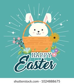 cute rabbit happy easter celebration