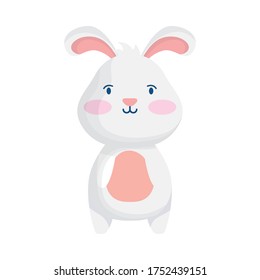 cute rabbit happy easter character vector illustration design
