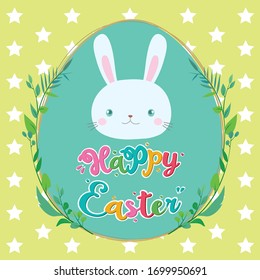 Cute rabbit and Happy easter egg