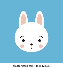 Cute rabbit hare face head icon. 
Funny woodland forest animal. Cartoon vector illustration
