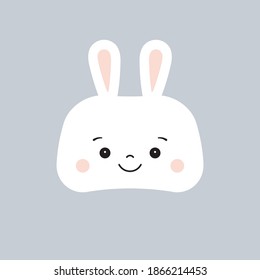 Cute rabbit hare face head icon isolated on gray background. 
Funny woodland forest animal. Cartoon vector illustration