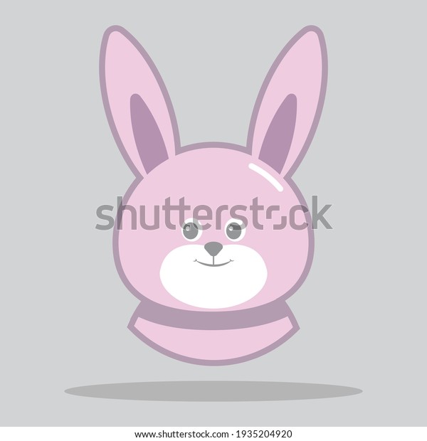 Cute\
rabbit hare face head icon isolated on gray background. Funny\
woodland forest animal. Cartoon vector\
illustration