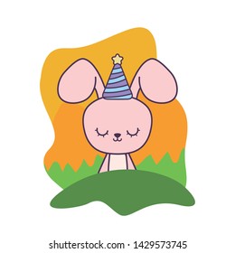 cute rabbit with hat party