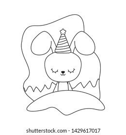 cute rabbit with hat party