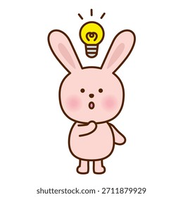 Cute Rabbit Having Bright Idea Illustration