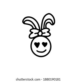  Cute rabbit head. Bunny with a bow. Vector illustration in Doodle style. Design for Easter, St. Valentine's day