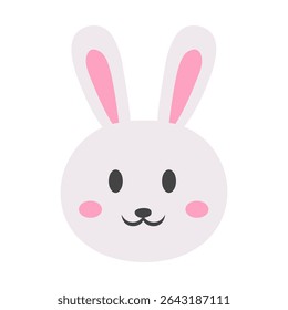Cute rabbit head cartoon flat color vector illustration design