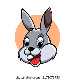 Cute Rabbit Head Cartoon Mascot 