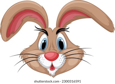 Cute Rabbit Head in Cartoon Style illustration