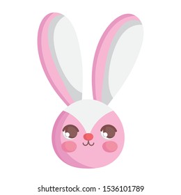 cute rabbit head character on white background vector illustration