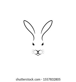 Cute rabbit head. Easter bunny logo. Isolated hare head on white background. Cute animal sign