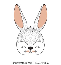 cute rabbit head easter celebration