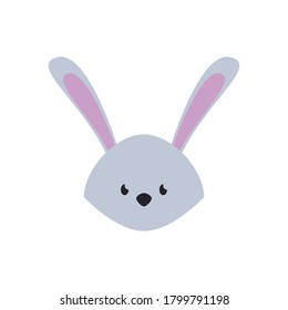 cute rabbit head flat style icon vector illustration design