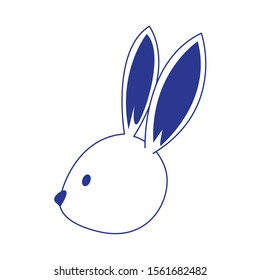 cute rabbit head icon over white background, vector illustration
