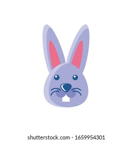 Icono de cabeza de conejo sobre fondo blanco, diseño colorido y plano, ilustración vectorial