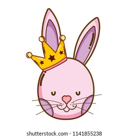 cute rabbit head with luxury crown