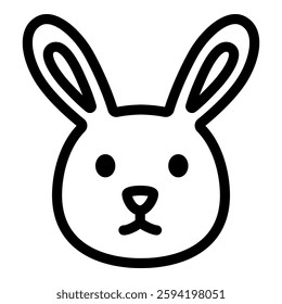 Cute Rabbit Head outlined icon isolated on white background. Easter vector illustrations