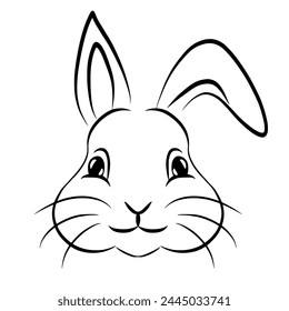 Cute rabbit head silhouette design for t shirt, card, tag, label or creative project