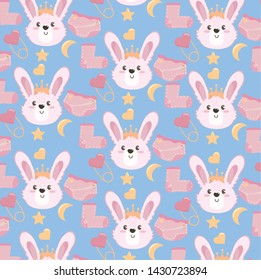 cute rabbit head with sock and diaper background cute rabbit head with sock and diaper background