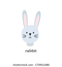 Vector de cabeza de conejo. Ilustración de dibujos animados aislados en blanco.