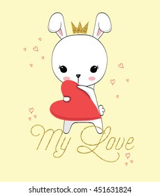 cute rabbit with heart