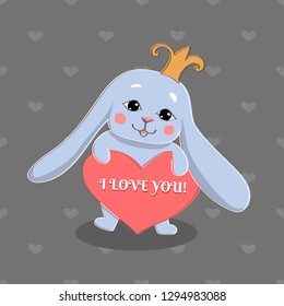 cute rabbit with heart card