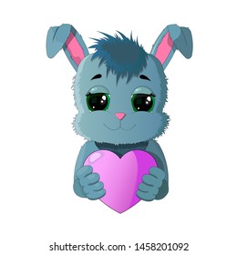 
Cute rabbit with heart in hand