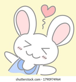 Cute rabbit with heart. Hand drawn style vector.