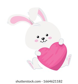 cute rabbit with heart isolated icon vector illustration design