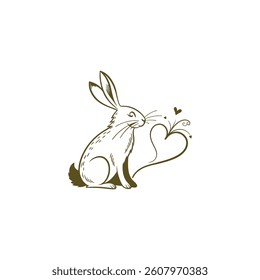 Cute Rabbit with Heart Logo Design