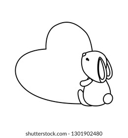 cute rabbit with heart love