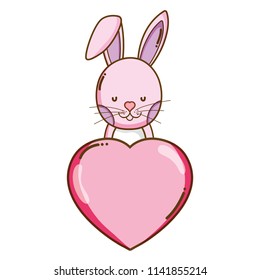 cute rabbit with heart love sign