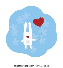 cute rabbit with heart on a string