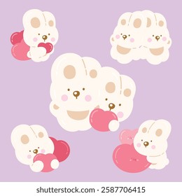 Cute Rabbit with Heart Set