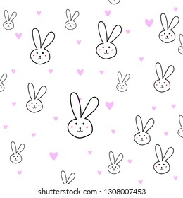 cute rabbit with heart white background. 