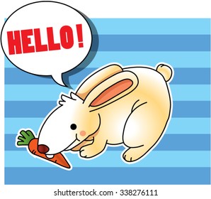 cute rabbit hello vector